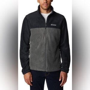 Columbia Steens Mountain Full Zip Fleece Jacket Black Grey Mens Large WM3220